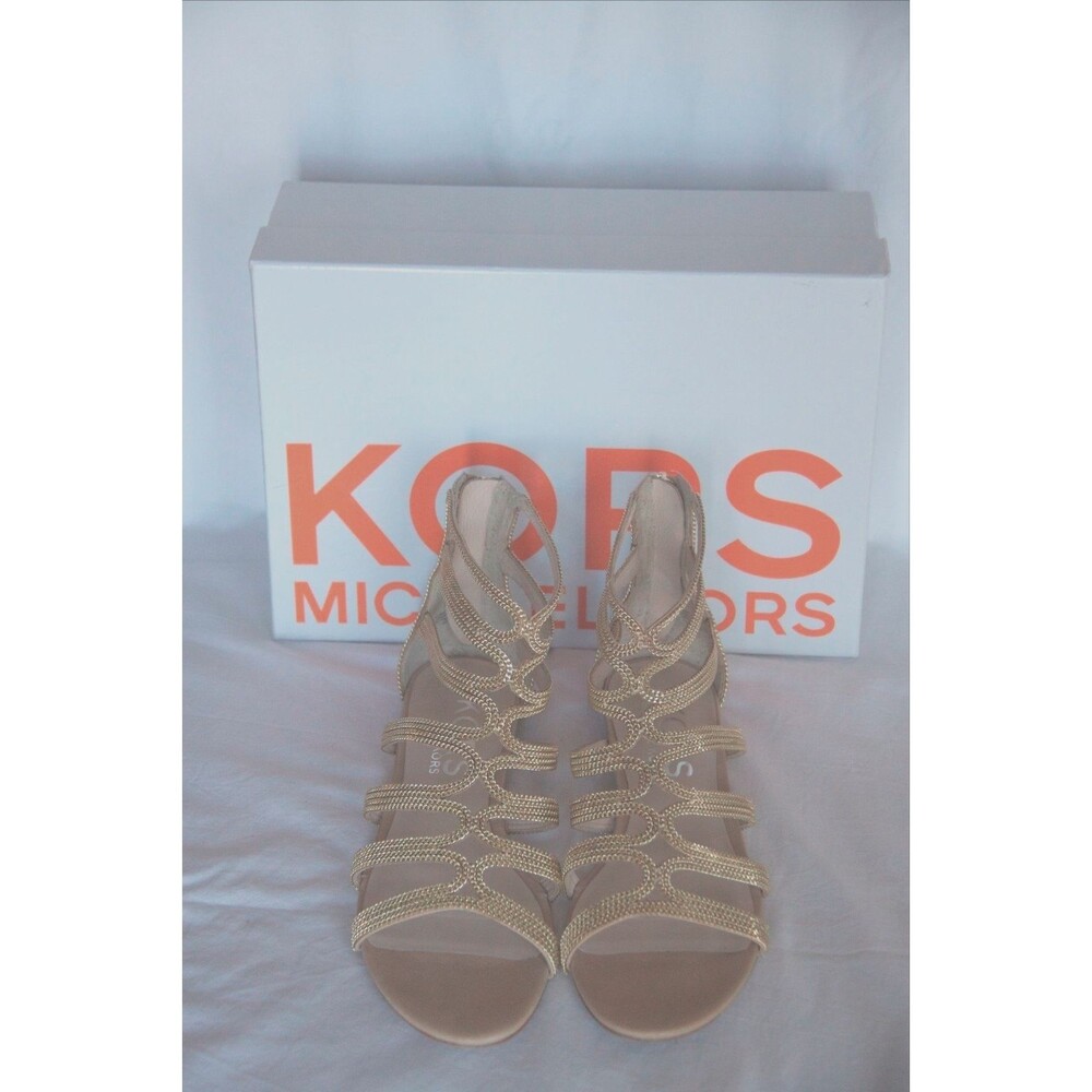 KORS Michael Kors  Flat Leather JERSEY GLADIATOR SANDALS SHOE SIZE 7.5